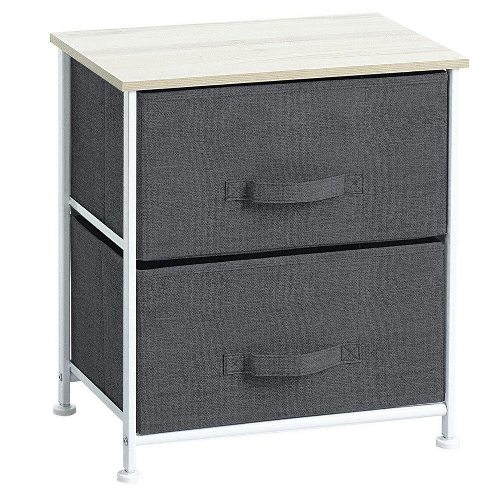 Table De Chevet A 2 Tiroirs H 51 Cm Gris Fonce