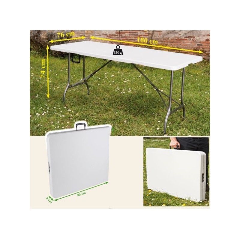 Table Pliante D'appoint Portable Pour Camping Ou Reception 180 Cm