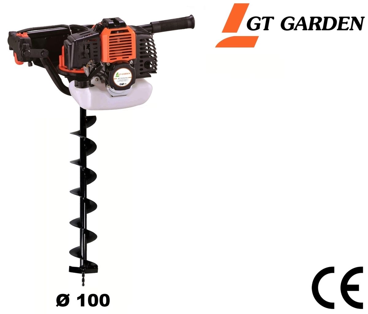 Gt Garden - Tariere Thermique 52 Cm3 - 3 Cv + Meche 100 Mm