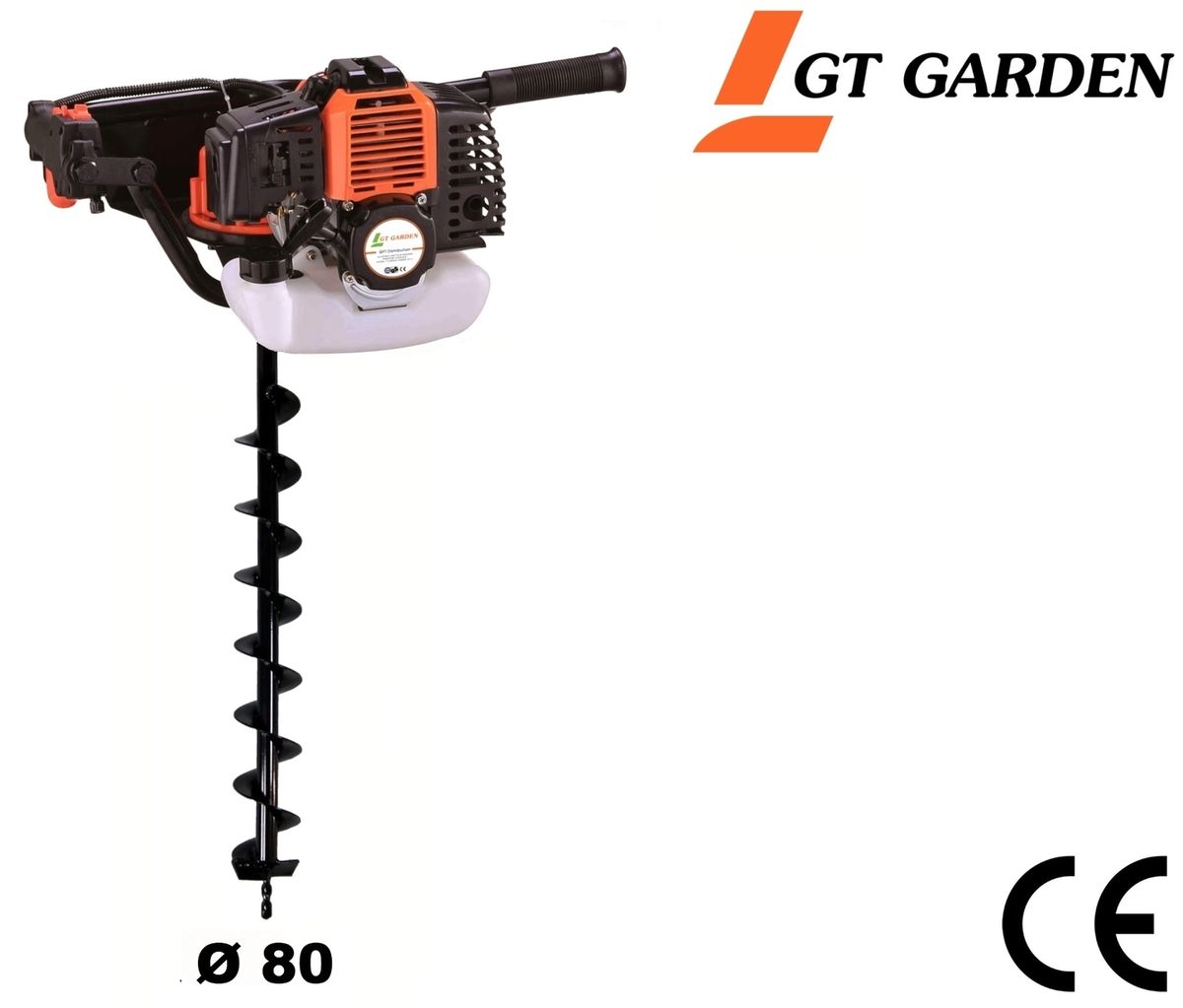Gt Garden - Tariere Thermique 52 Cm3 - 3 Cv + Meche 80 Mm