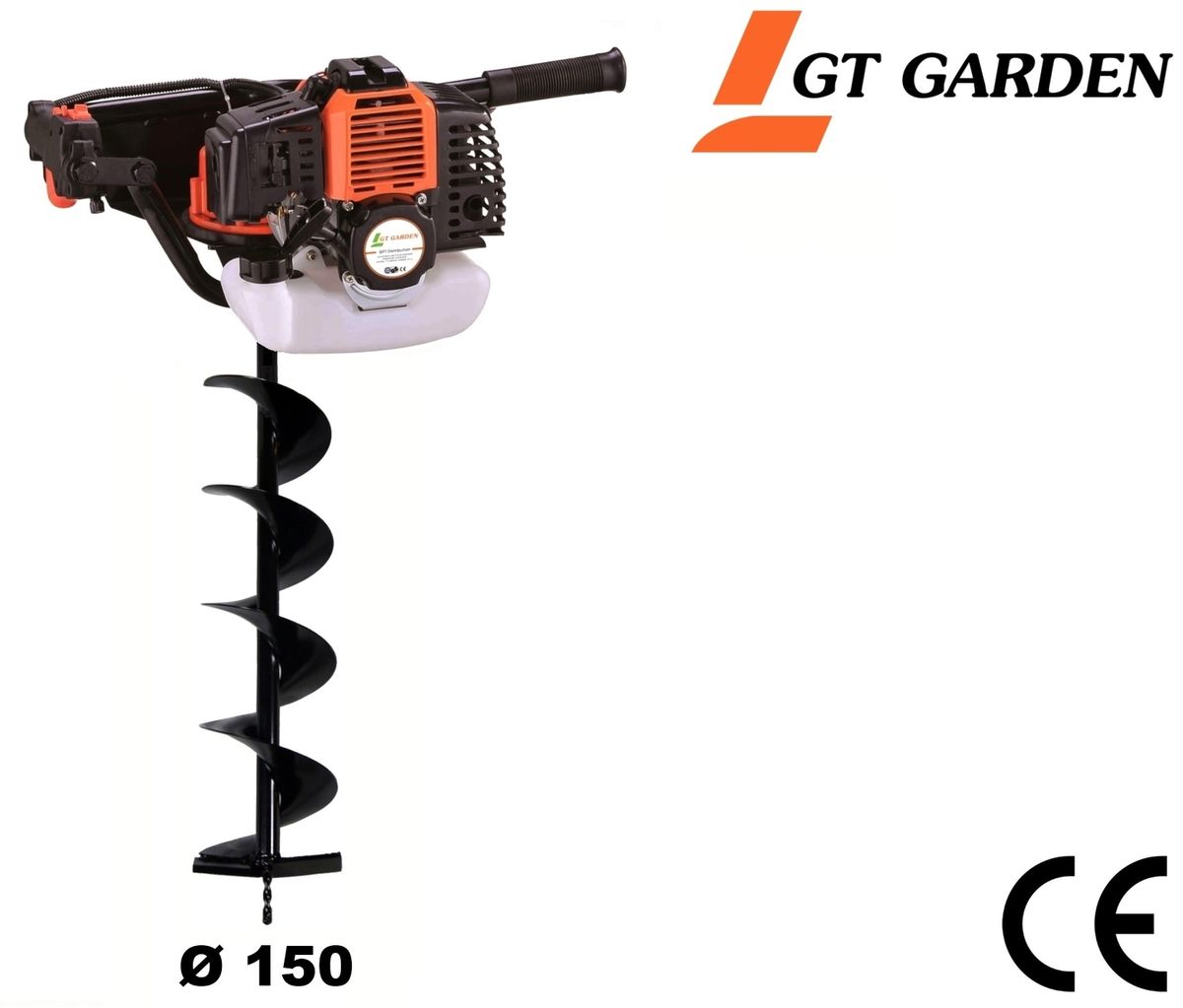 Gt Garden - Tariere Thermique 52 Cm3 - 3 Cv + Meche 150 Mm