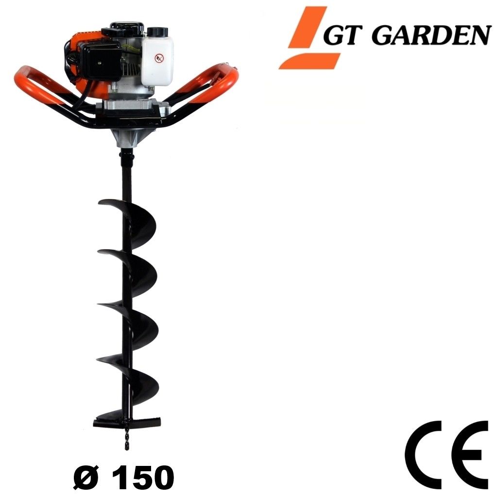 Gt Garden - Tariere Thermique 52 Cm3 3 Cv + Meche 150 Mm