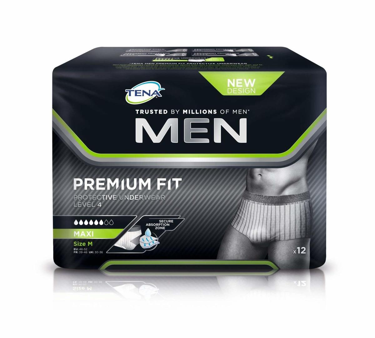 Tena Men Premium Fit Maxi Taille S/m 12 Sous-vetements Absorbants - Paquet 12 Sous-vetements Absorbants