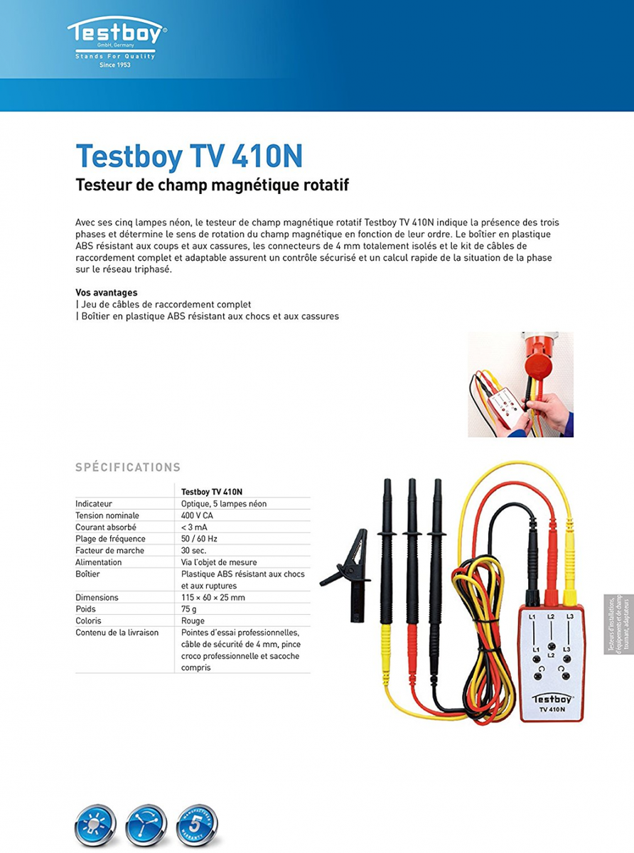 Testboy Tv 410 N Testeur De Champ Magnetique Rotatif