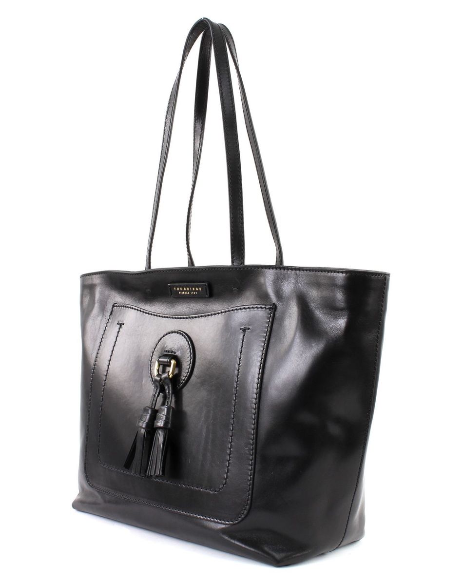 The Bridge Santacroce Shopper Sac Fourre Tout Cuir 32 Cm Nero Abb Oro