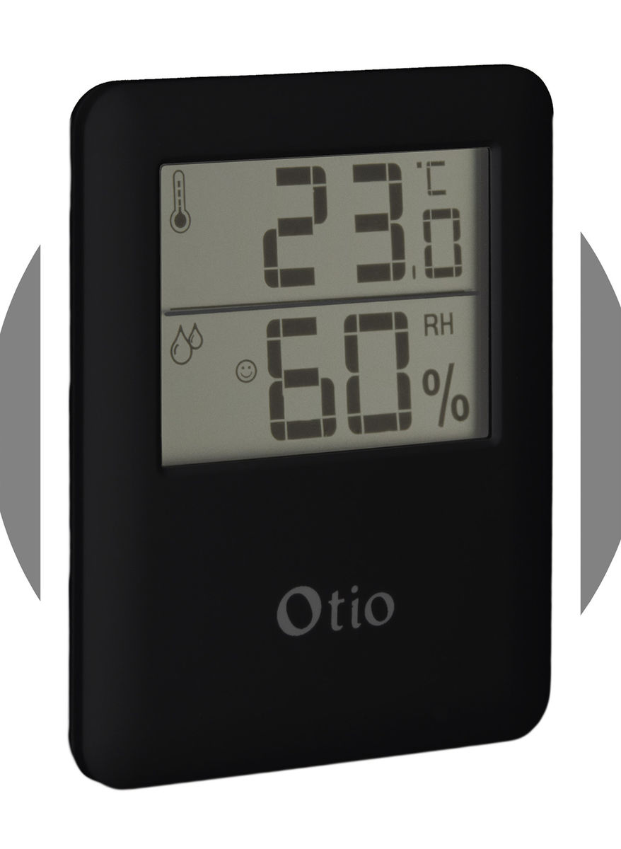 Thermometre Hygrometre Interieur Magnetique Otio Noir