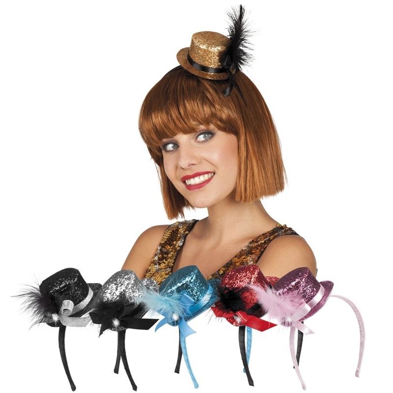 Serre-tete - Boland - Charleston - Femme - Tiare Glitter Avec Mini Chapeau Et Plume Noire