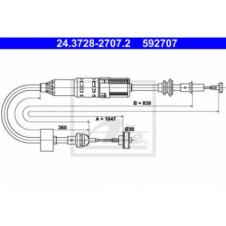Tirette A Cable Commande Dembrayage Ate 243728 27072