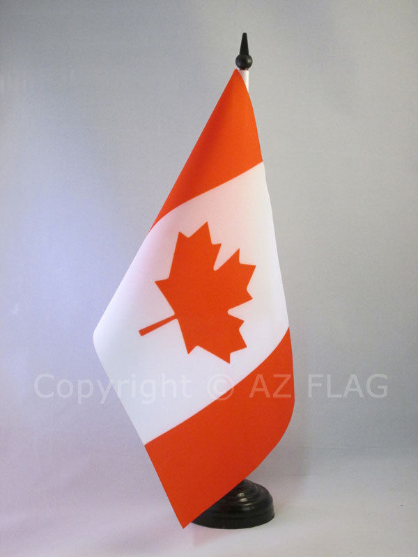 CANADA TABLE FLAG 5'' x 8'' - CANADIAN DESK FLAG 21 x 14 cm - Black plastic stic