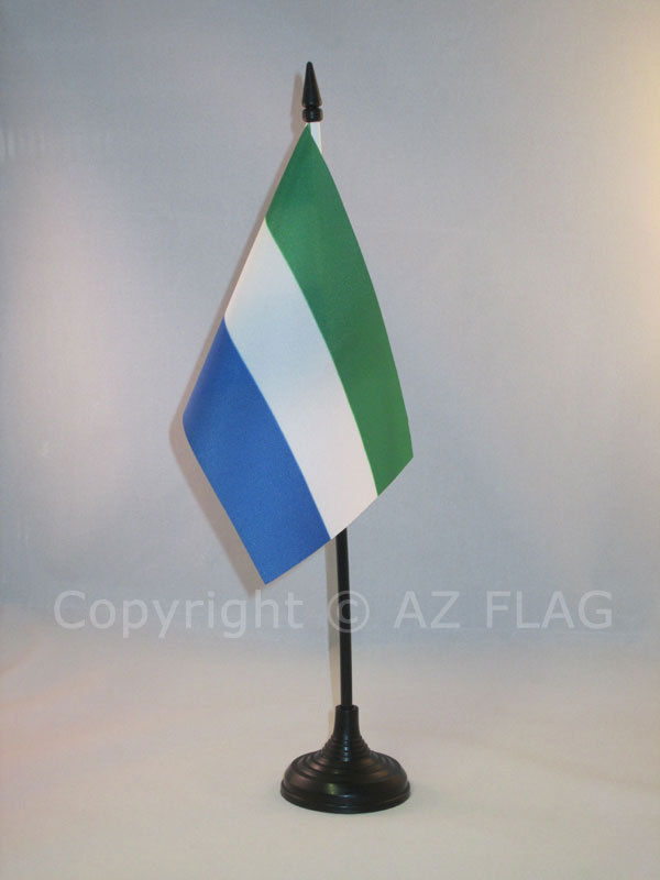 Tischflagge Sierra Leone 15x10cm - Republik Sierra Leone Tischfahne 10 X 15 Cm -