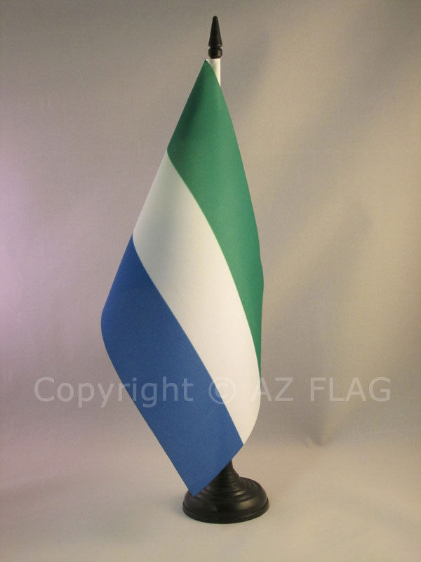 Tischflagge Sierra Leone 21x14cm - Republik Sierra Leone Tischfahne 14 X 21 Cm -