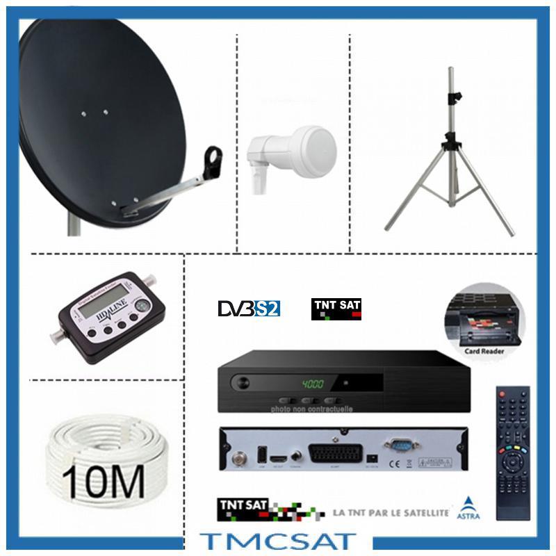 TNTSAT HD KIT parabole + decodeur + fixation + LNB + pointeur satellite