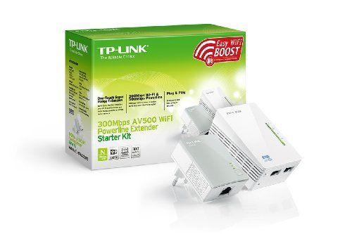 TP LINK TL WPA4220KIT AV500 2 Port Wifi Powerline Adapter Starter Kit Pont HomePlug AV HPAV 80211bgn Branchement mural