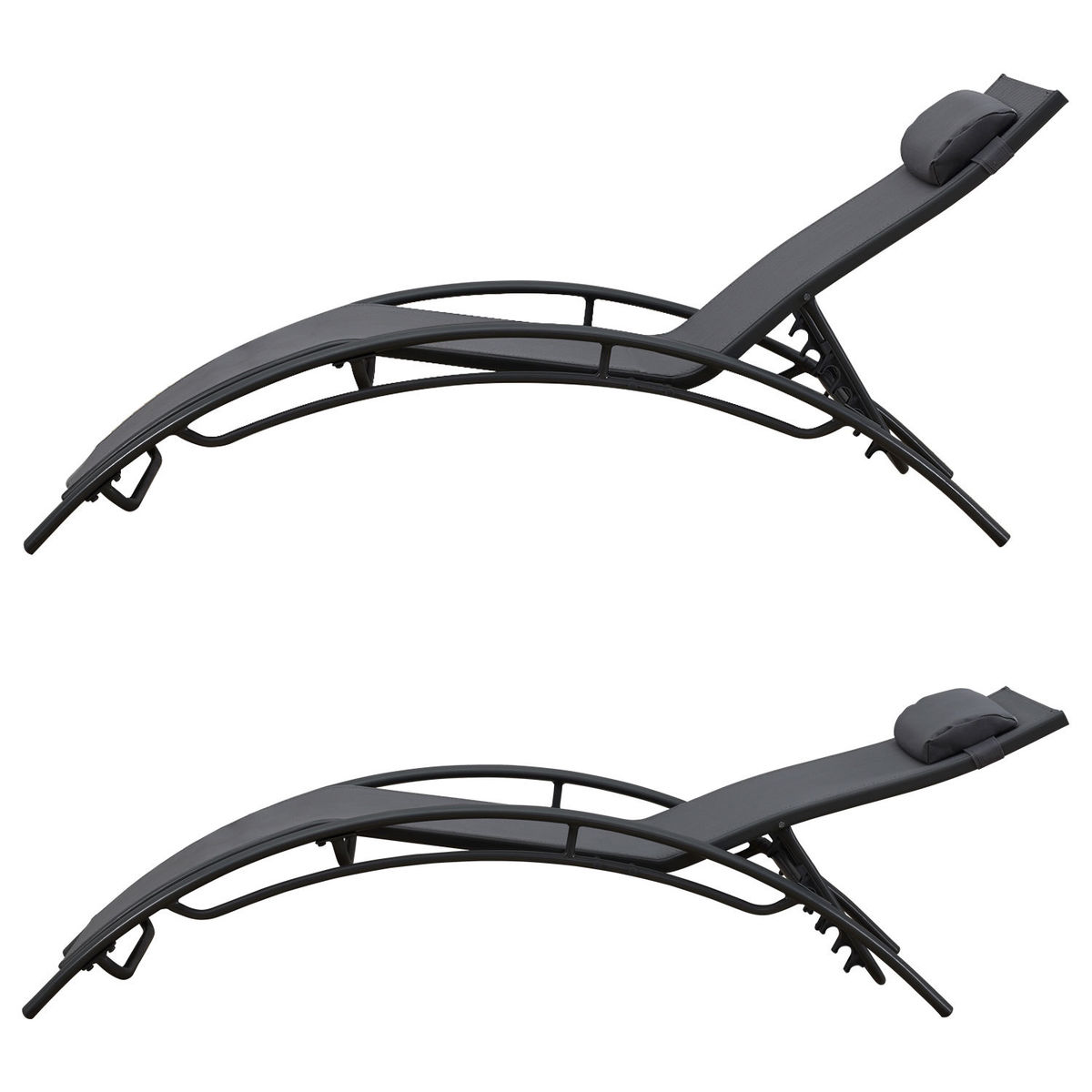 Transat en textilene GALAPAGOS - lot de 2 - textilene gris/structure gris anthracite