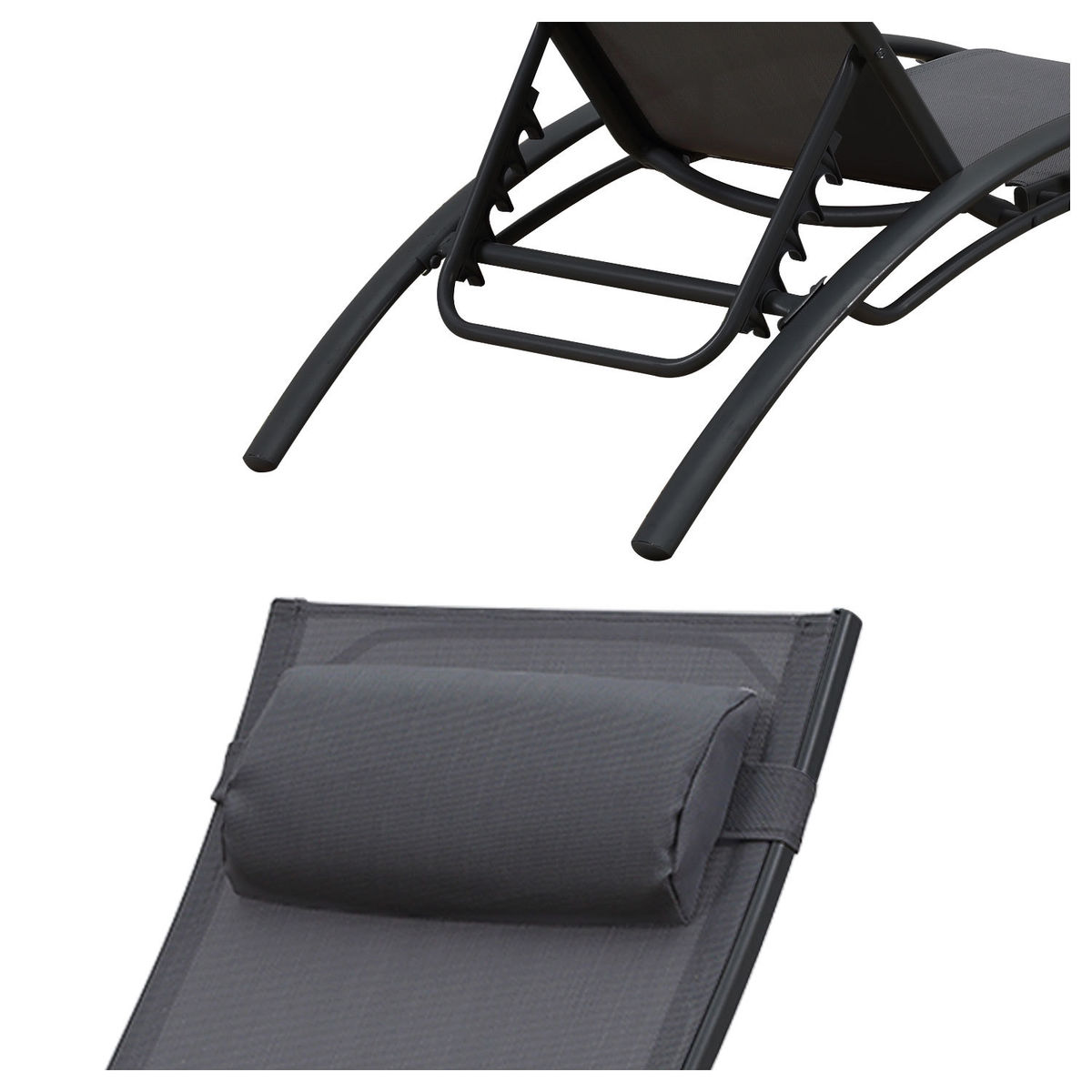 Happy Garden Lot De 2 Transats Galapagos En Textilene Gris - Aluminium Gris Anthracite