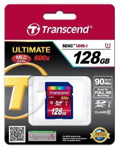 Transcend Ultimate series - Carte memoire flash - 128 Go - UHS Class 1 / Class10 - 600x - SDXC UHS-I
