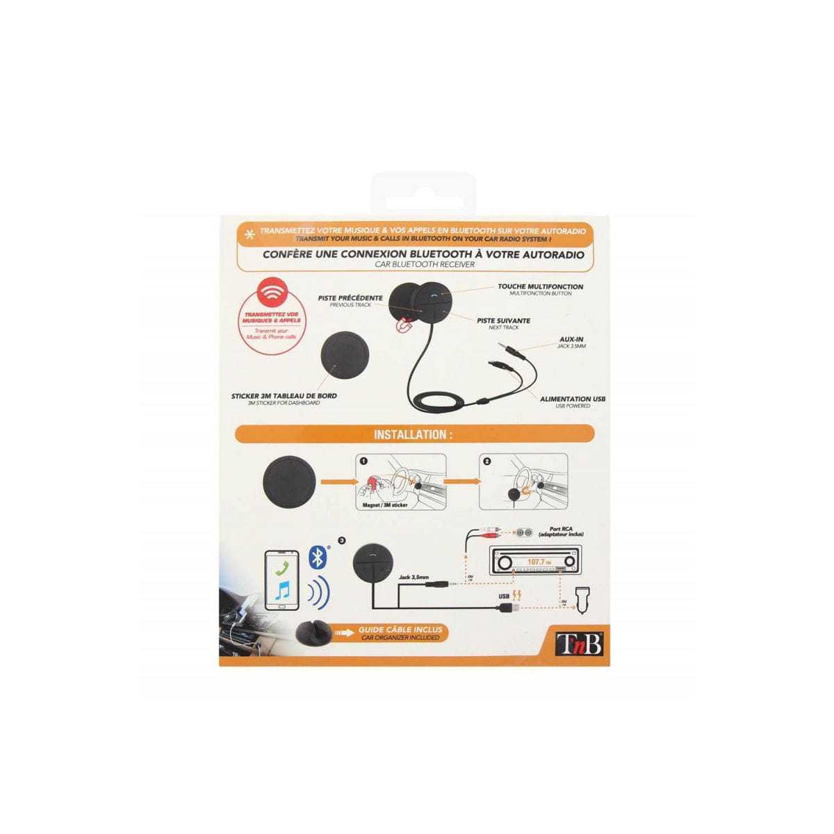 Recepteur Bluetooth - T Nb - Connectivite Bluetooth 4.1 - Alimentation Usb - Sortie Jack 3.5mm