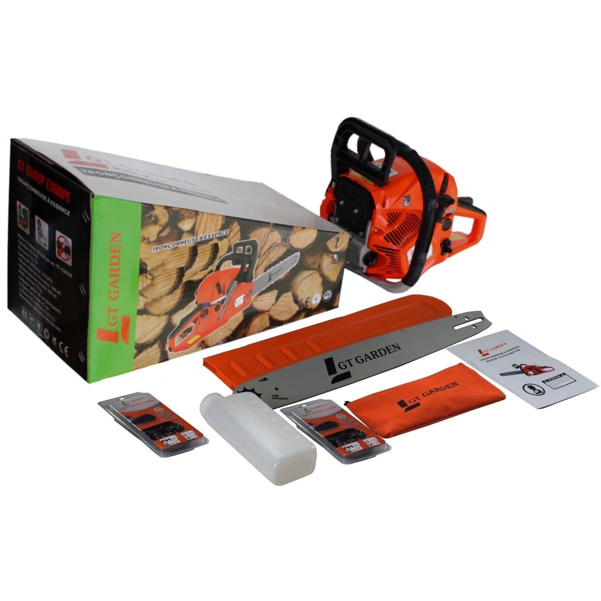 Gt Garden Tronconneuse Thermique 62 Cm3 35 Cv Guide 50 Cm 2 Chaines