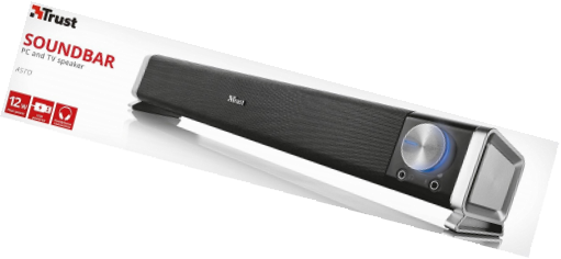 Trust Asto Enceinte Pc Barre De Son 12 Watt Avec Connecteurs Pour Casque Et Micro Alimentation Usb Pour Pc Noir