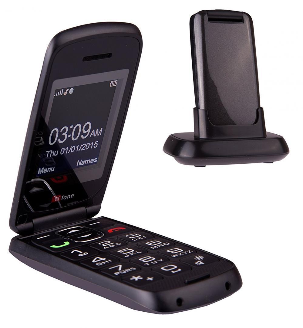 Ttfone Star- Telephone Mobile A Clapet Et A Grosses Touches Facile A Utiliser Sans Carte Sim (gris)