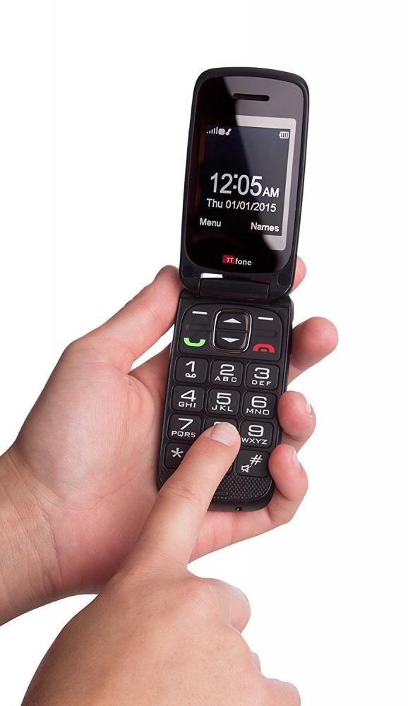 Ttfone Star- Telephone Mobile A Clapet Et A Grosses Touches Facile A Utiliser Sans Carte Sim (gris)