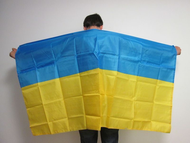 UMHANGFLAGGE UKRAINE 150x90cm - UKRAINISCHE CAPE FAHNE 90 x 150 cm - flaggen AZ
