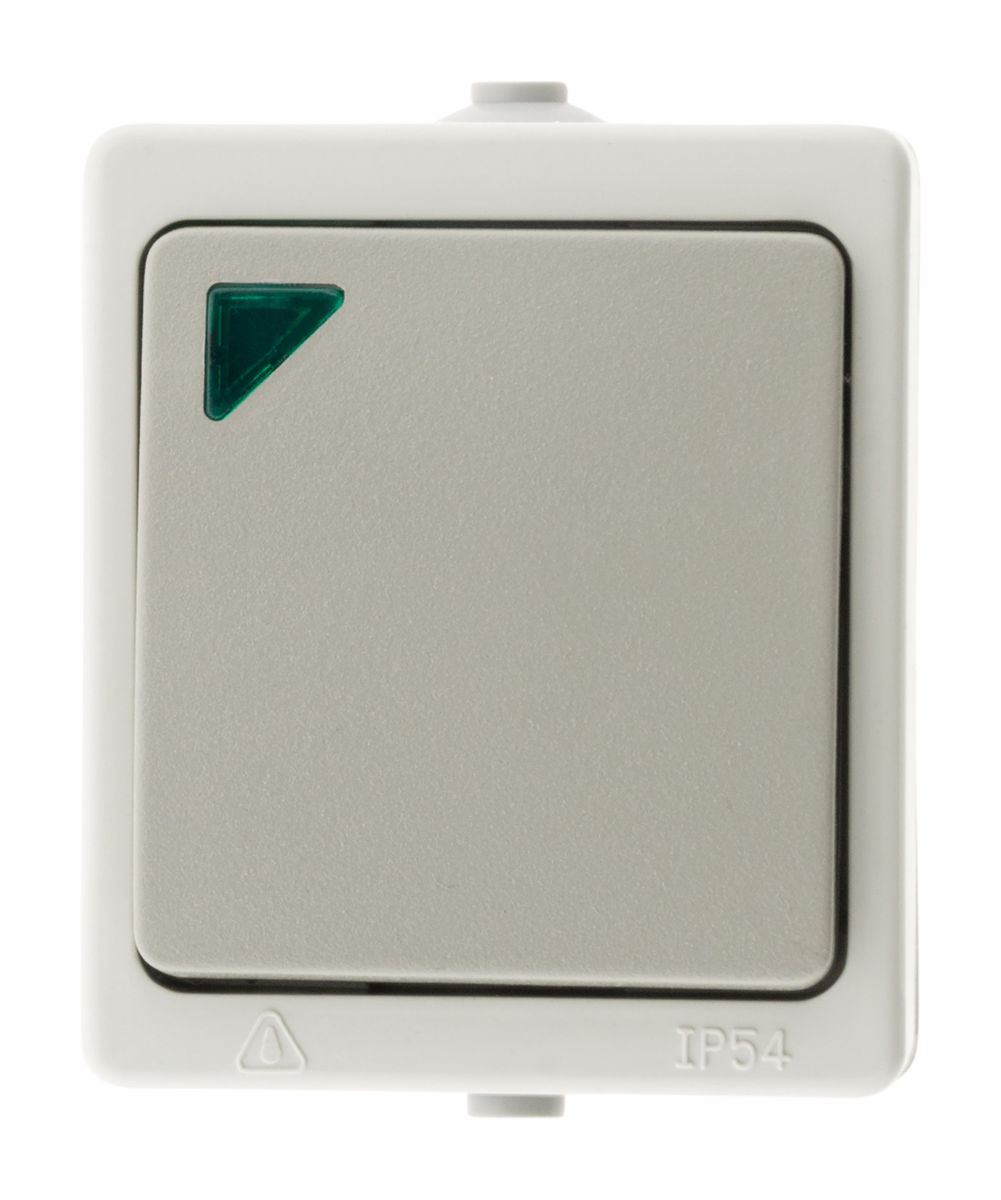Va & Vient simple a voyant Gris Clair - IP54 - AKYA