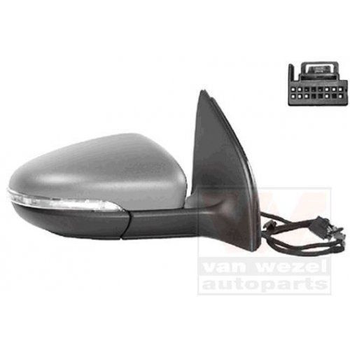 Retroviseur Droit En Primer Avec Reglage Electrique Chauffant Pour Volkswagen Golf 6 De 2008 A 2012