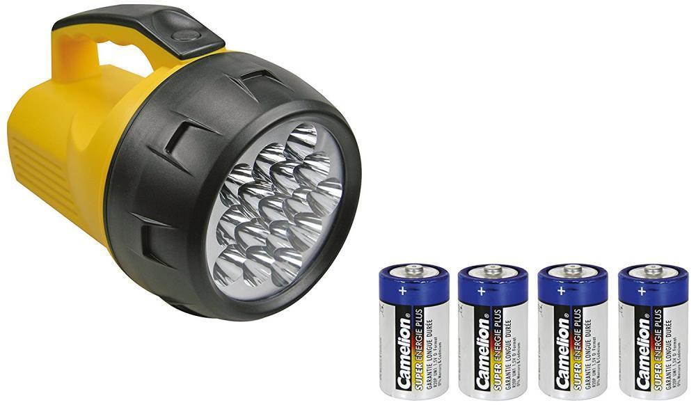 Lampe torche puissante - 16 leds - 4 x pile lr20 - PEREL