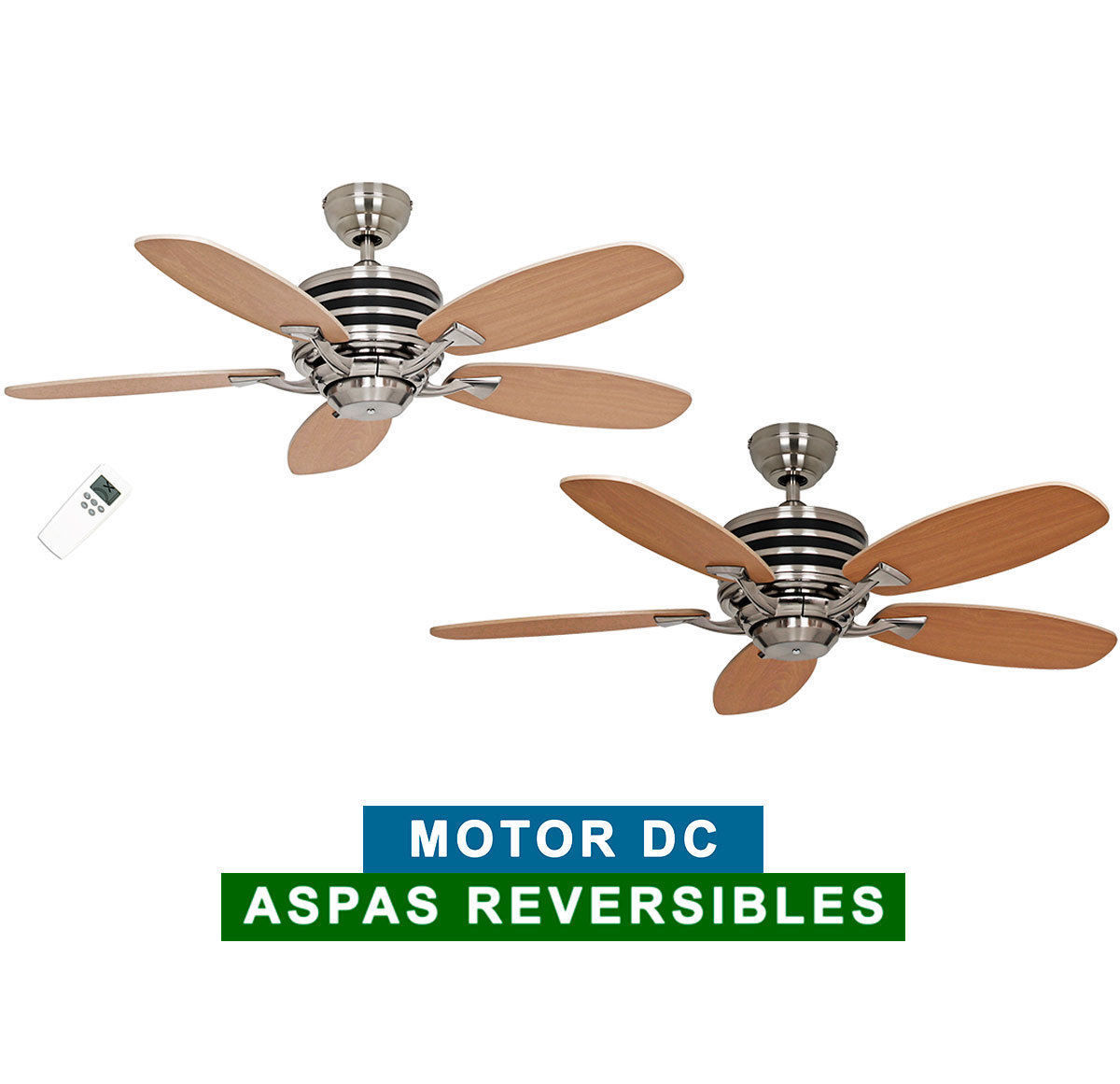 Ventilateur De Plafond Moderne Eco Gamma, 103 Cm Hetre- Erable Telecommande Ultra Economique