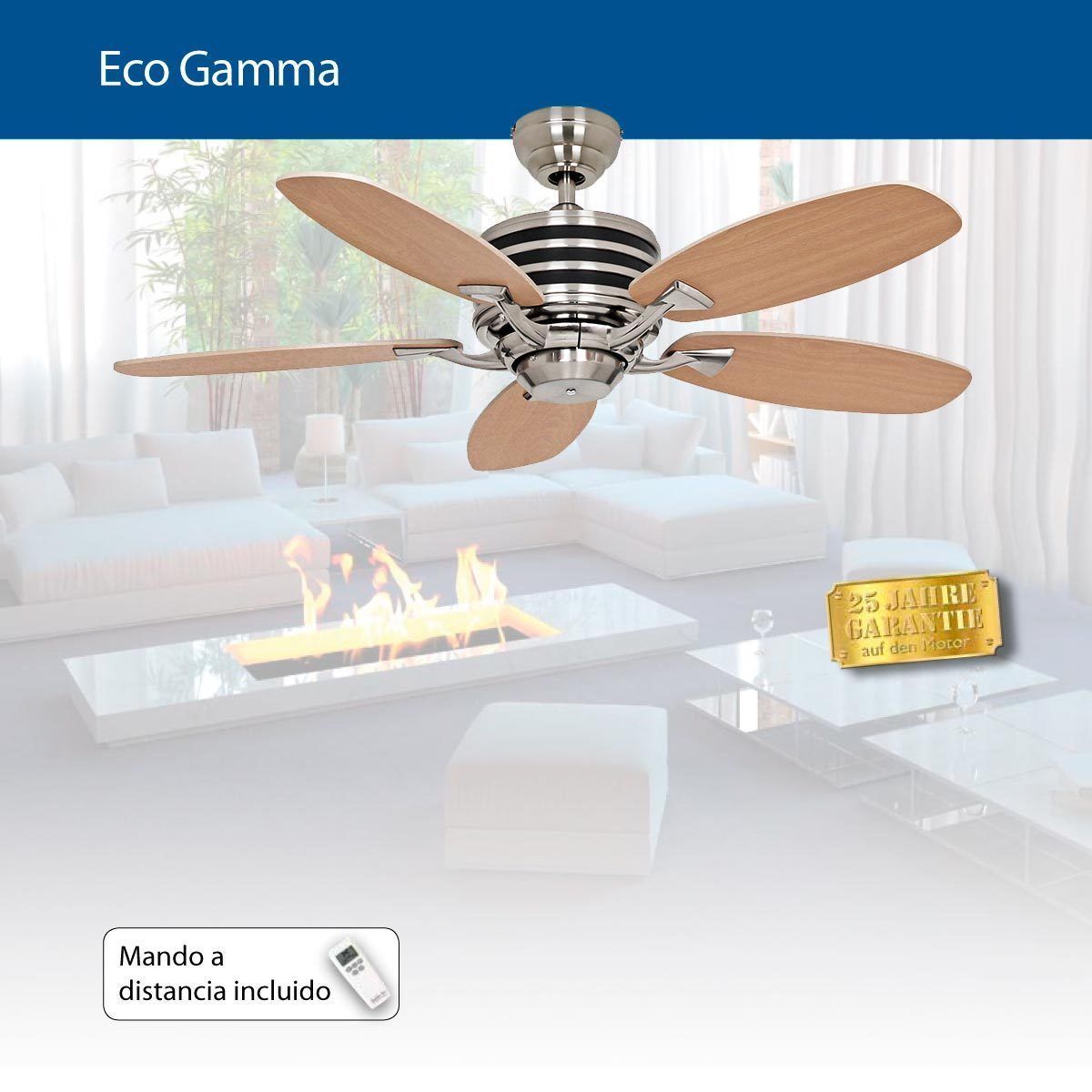 Ventilateur De Plafond Moderne Eco Gamma, 103 Cm Hetre- Erable Telecommande Ultra Economique