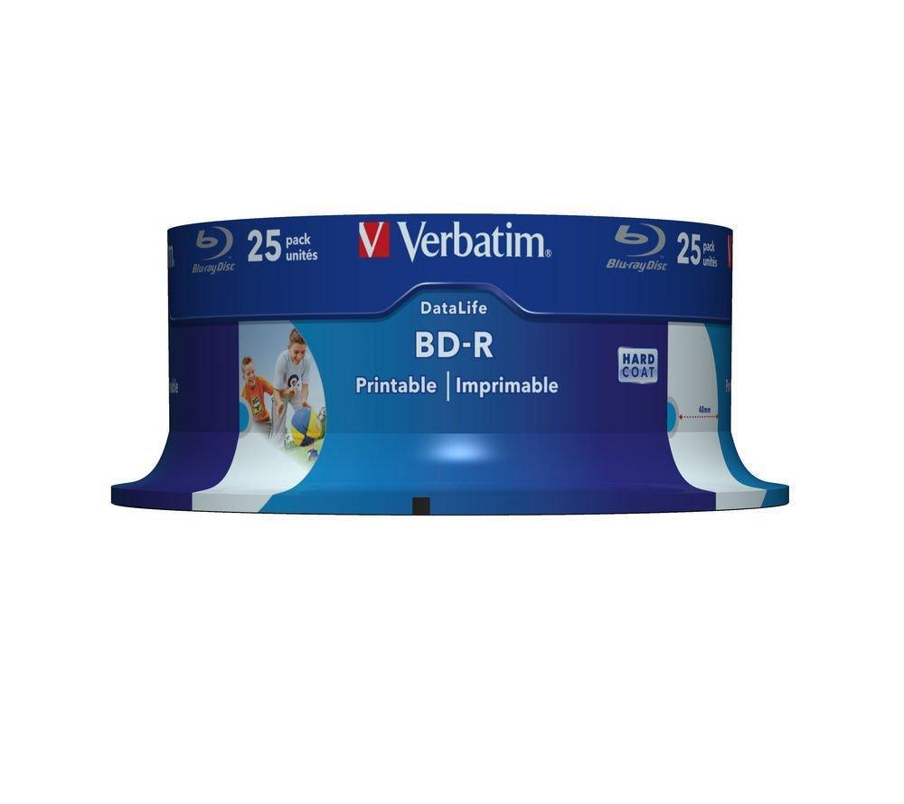 Verbatim Datalife - 25 X Bd-r - 25 Go 6x - Surface Imprimable Par Jet D'encre - Spindle