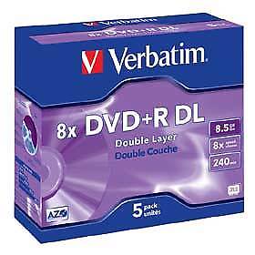 5 DVD+R double couche 8X 8,5G - VERBATIM