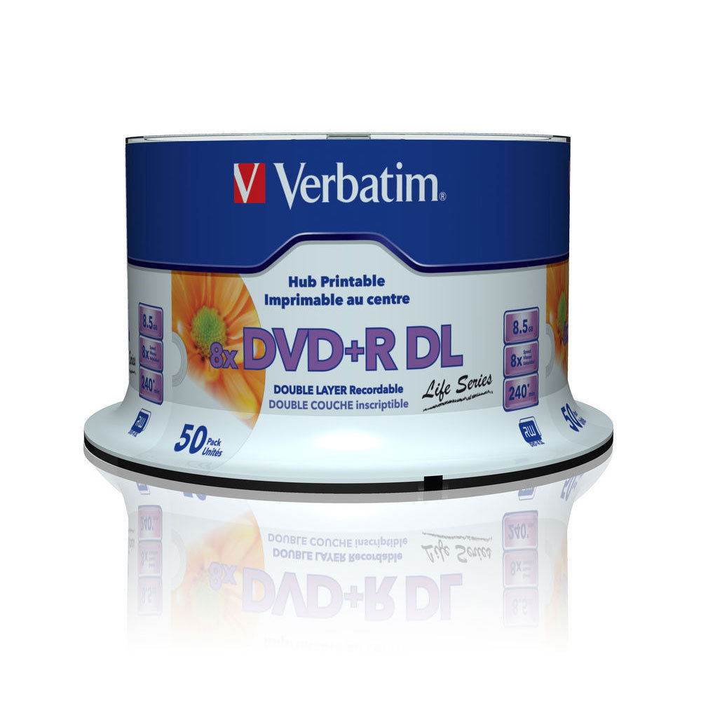 Verbatim DVD+R DL 8.5 Go 8x 240 min (par 50, spindle) - Pack de 50 DVD+R DL 8.5 