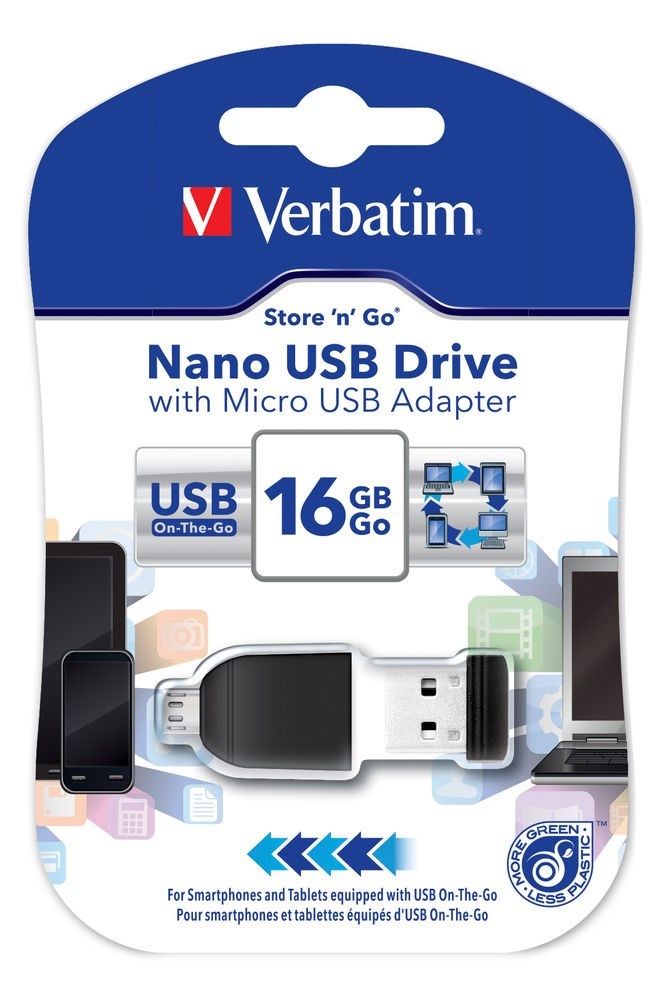 Verbatim Cle Usb Store 'n' Go Nano - 16 Go - Usb 2.0 - Avec Micro Usb Adapter
