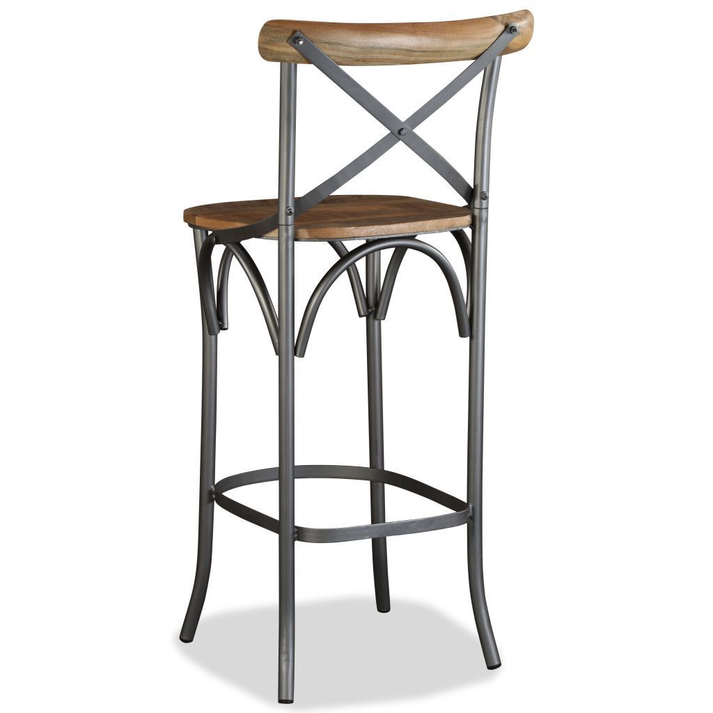 Tabouret De Bar - Vidaxl - Bois De Manguier Massif - Design Unique - Style Industriel - Gris