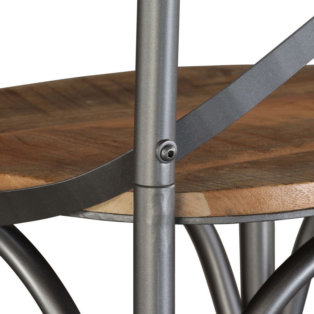 Tabouret De Bar - Vidaxl - Bois De Manguier Massif - Design Unique - Style Industriel - Gris