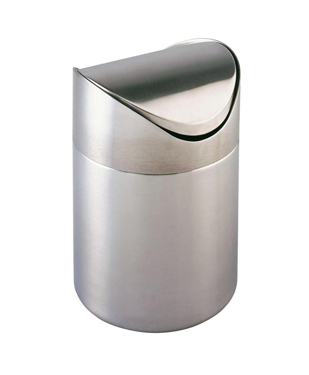 Wenko Petite Poubelle Salle De Bain Poubelle Avec Couvercle Basculant Otranto Capacite 3l Acier Inox ø16x235 Cm Mat