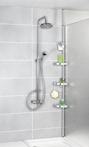 Étagere Dangle De Douche Telescopique - Wenko - Premium - 3 Paniers - Aluminium & Plastique - Fixation Sans Percage