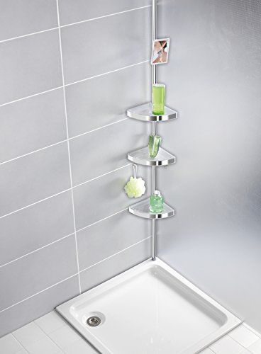 Étagere Dangle De Douche Telescopique - Wenko - Premium - 3 Paniers - Aluminium & Plastique - Fixation Sans Percage