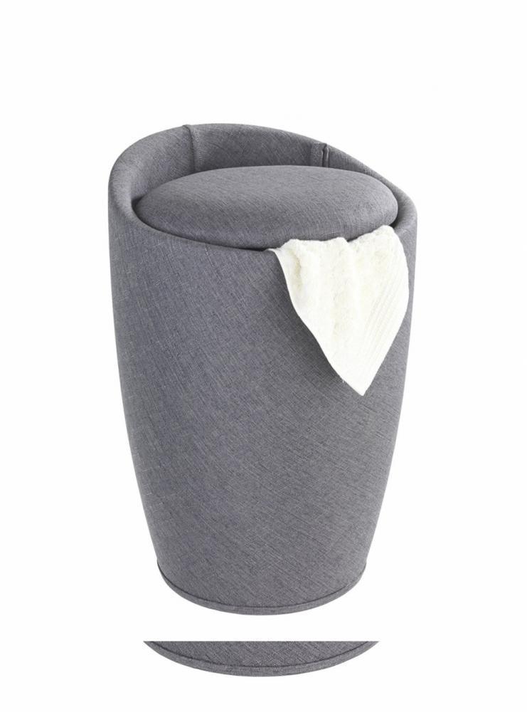 Wenko Tabouret Panier A Linge Coffre A Linge Et Tabouret Salle De Bain Candy Aspect Lin 20 Litres Plastique Ø 36x505 Cm Gris