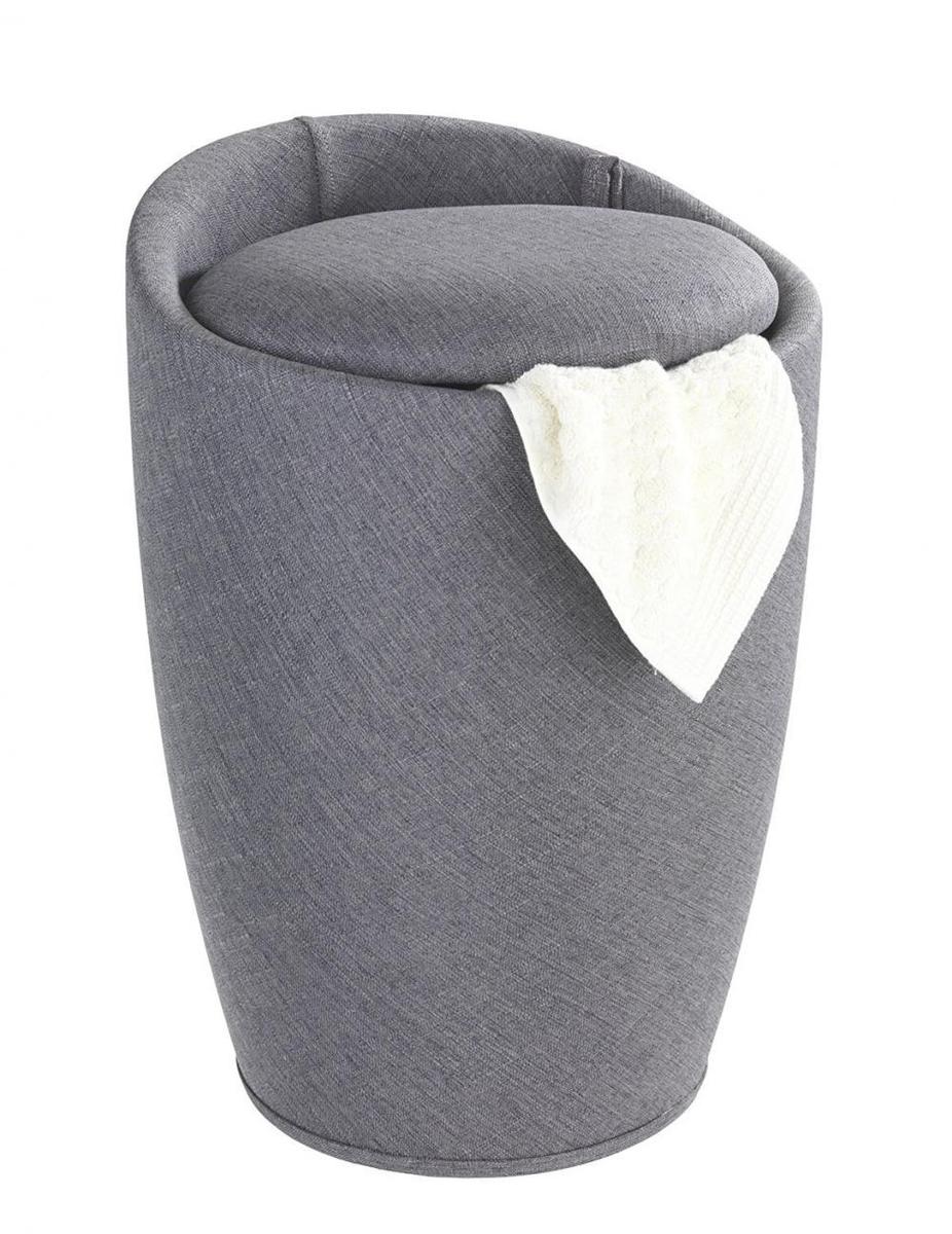 Wenko Tabouret Panier A Linge Coffre A Linge Et Tabouret Salle De Bain Candy Aspect Lin 20 Litres Plastique Ø 36x505 Cm Gris