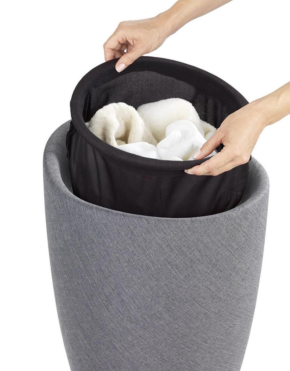 Wenko Tabouret Panier A Linge Coffre A Linge Et Tabouret Salle De Bain Candy Aspect Lin 20 Litres Plastique Ø 36x505 Cm Gris