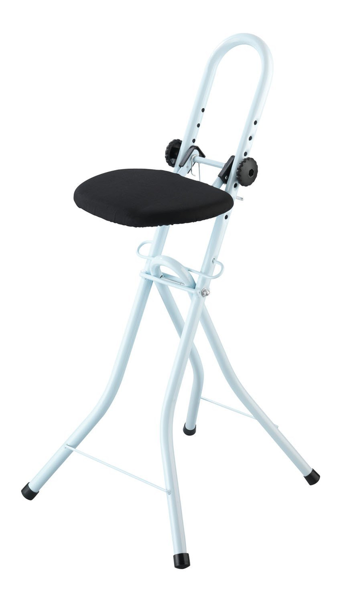 Chaise Pliante De Repassage - Wenko - Siege Assis Debout - Reglable En Hauteur - Bleu