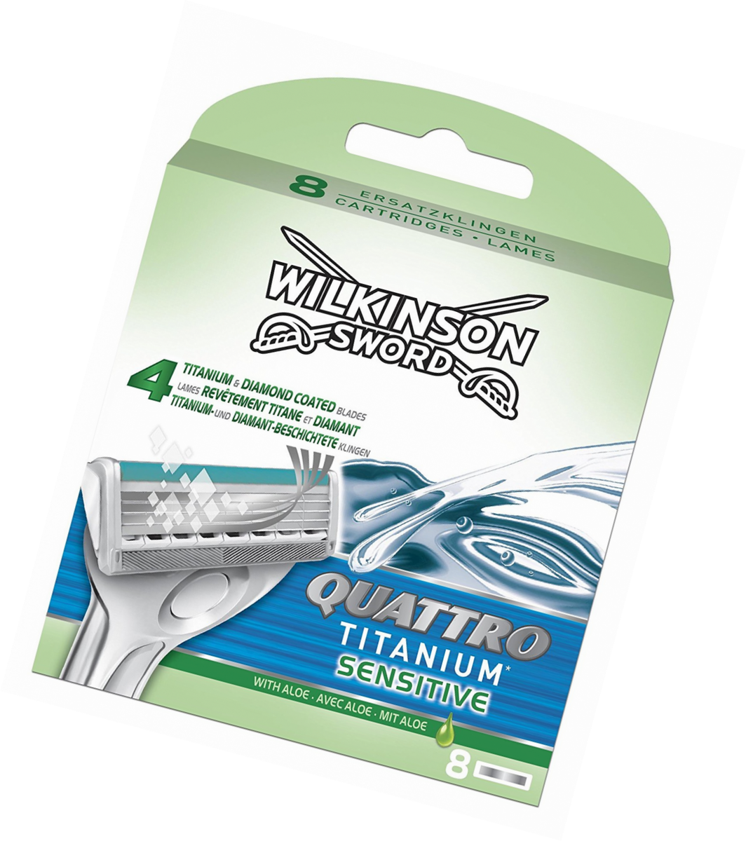 Wilkinson - Quattro Titanium Sensitive - Lames De Rasoir Pour Homme - Pack De 8