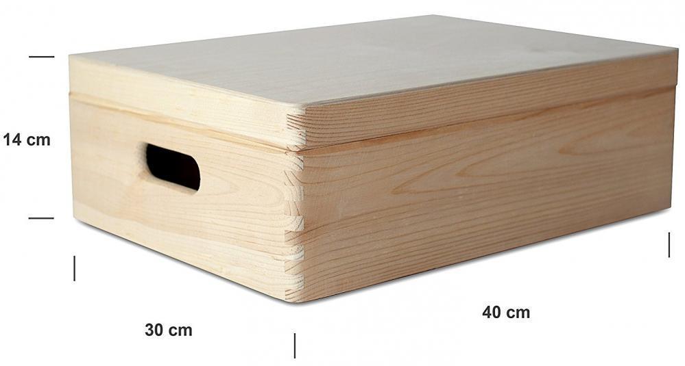 Boîte De Rangement En Bois - Creative Deco - 40x30x14cm - Naturel Non Peint - Couvercle Et Poignees - Mixte
