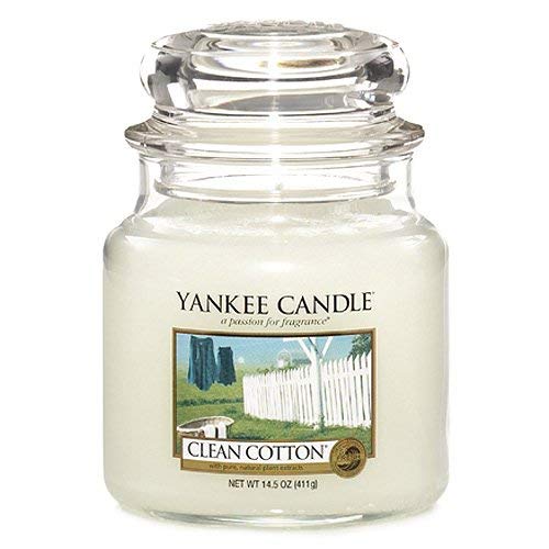 Yankee Candle Bougie En Pot Parfum Coton Frais, Taille M - Neuf