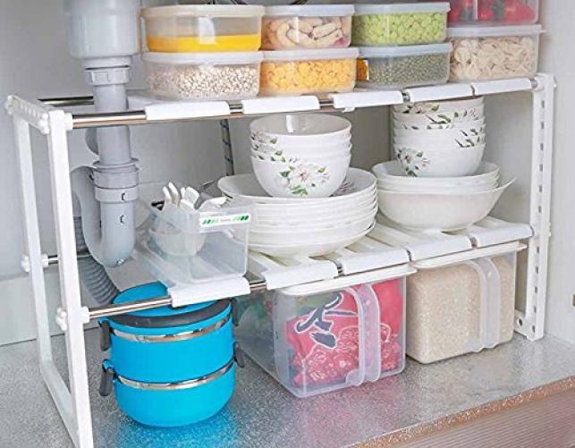 Neuf Etagere De Rangement Sous Evier Rack De Stockage Extensible Organisateur