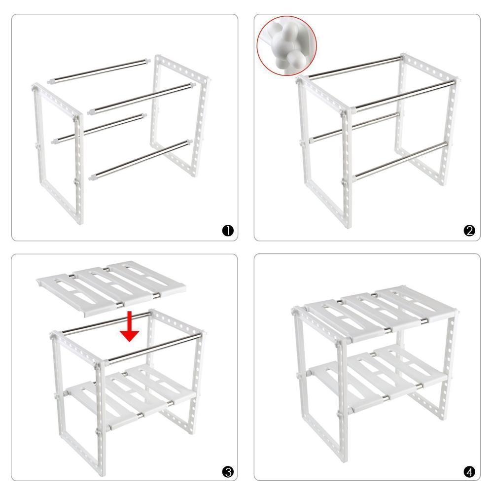 Neuf Etagere De Rangement Sous Evier Rack De Stockage Extensible Organisateur