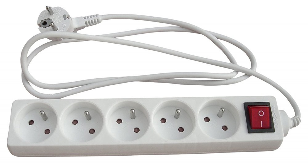 Lot De 2 Blocs Multiprise 5 Prises 16a 2p+t Interrupteur - Blanc - Zenitech